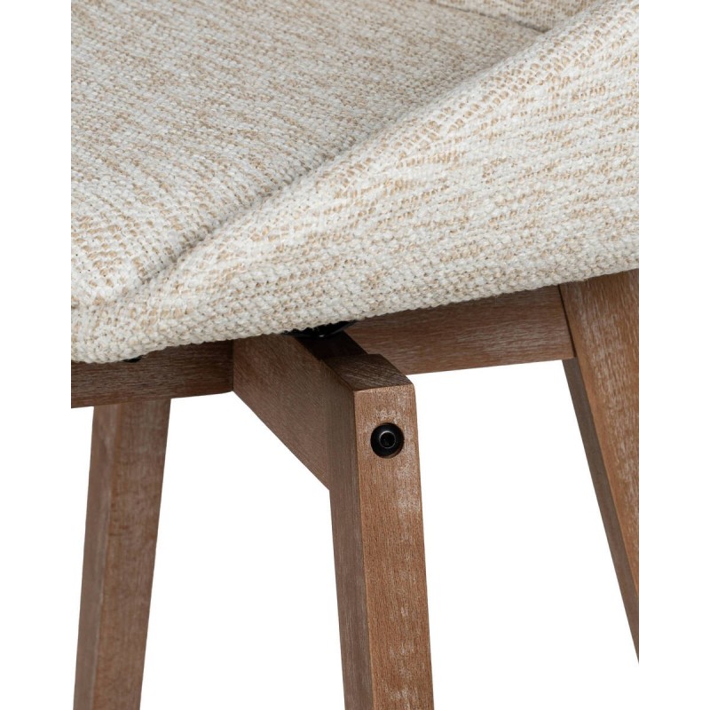 Taburete alto giratorio Avana tapizado beige con patas de madera 50x94cm