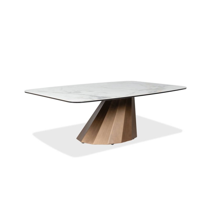Mesa de centro Oria con base escultórica y tapa de cerámica