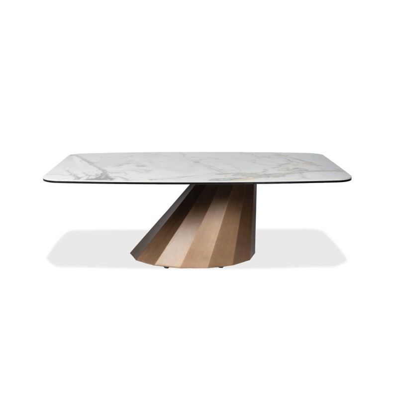 Mesa de centro Oria con base escultórica y tapa de cerámica