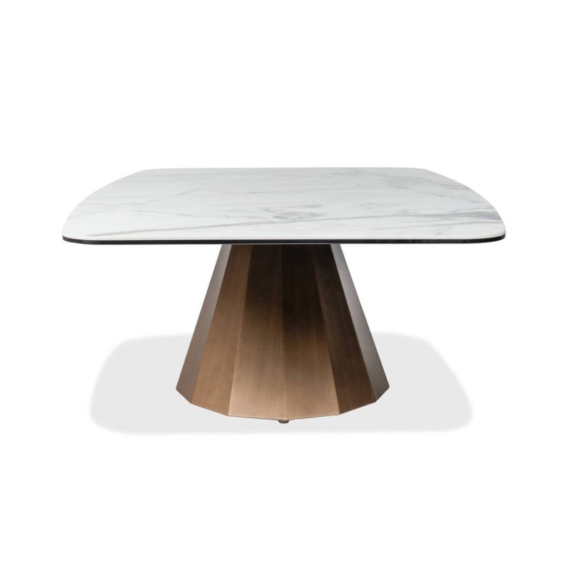 Mesa de centro Oria con base escultórica y tapa de cerámica