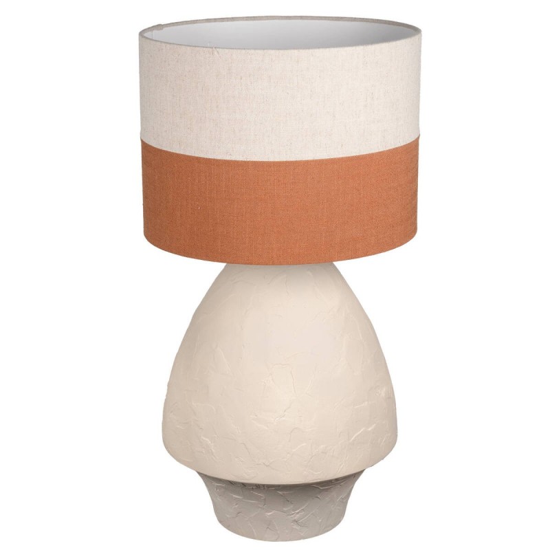 Dorian ceramic table lamp with textures and shade in beige and terracotta 35x65cm