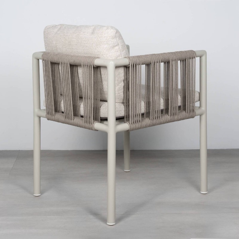 Silla de comedor de exterior Cordelia con cuerda trenzada y estructura de aluminio