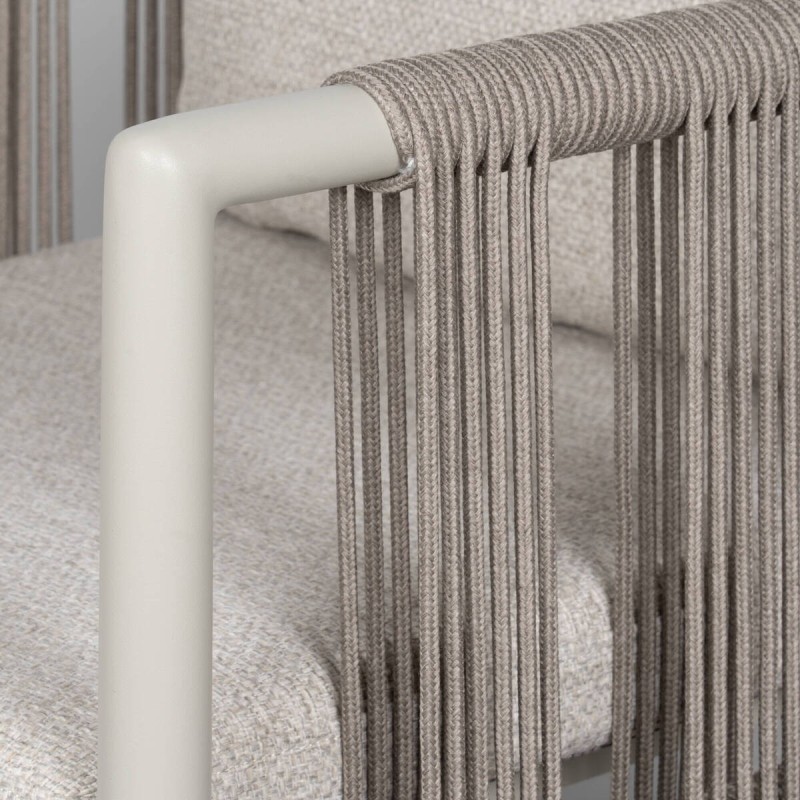 Silla de comedor de exterior Cordelia con cuerda trenzada y estructura de aluminio
