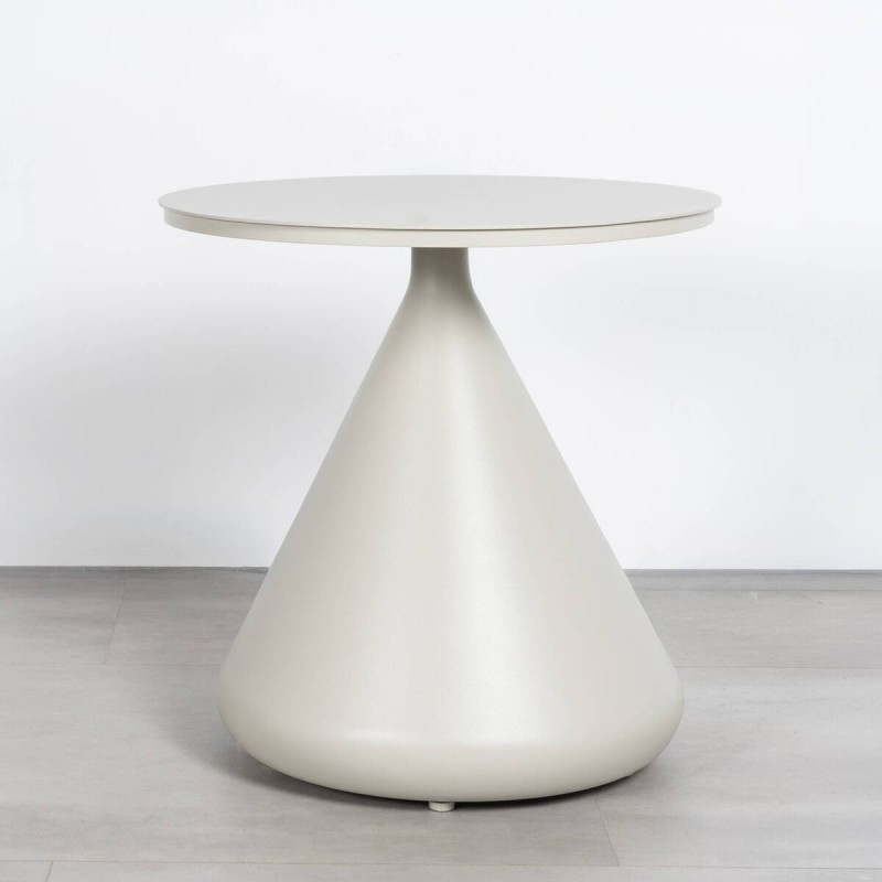 Mesa Auxiliar Saita Aluminio Gris Seda Redonda 50 cm