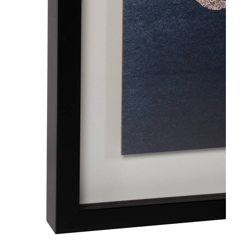 Cuadro abstracto ondas y azules con marco negro 85x111cm