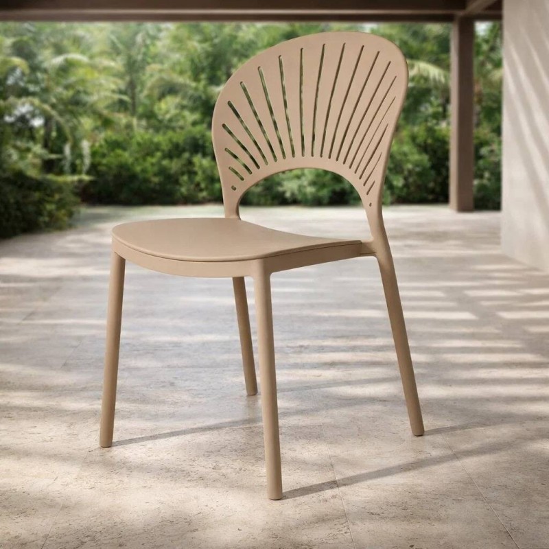 Abana chair in taupe polypropylene with openwork backrest 46x52x85 cm