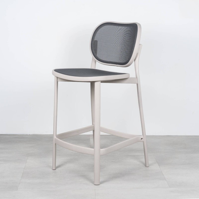 Taburete Nexo de polipropileno y textilene gris claro 65 cm