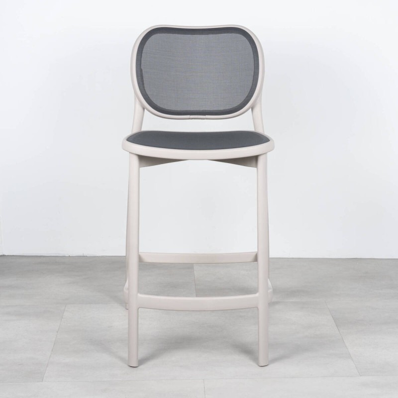 Nexo stool in polypropylene and light grey textilene, 65 cm