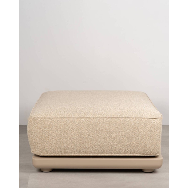Puf Block de exterior de aluminio beige con cojín en tejido Jalousie 85 cm