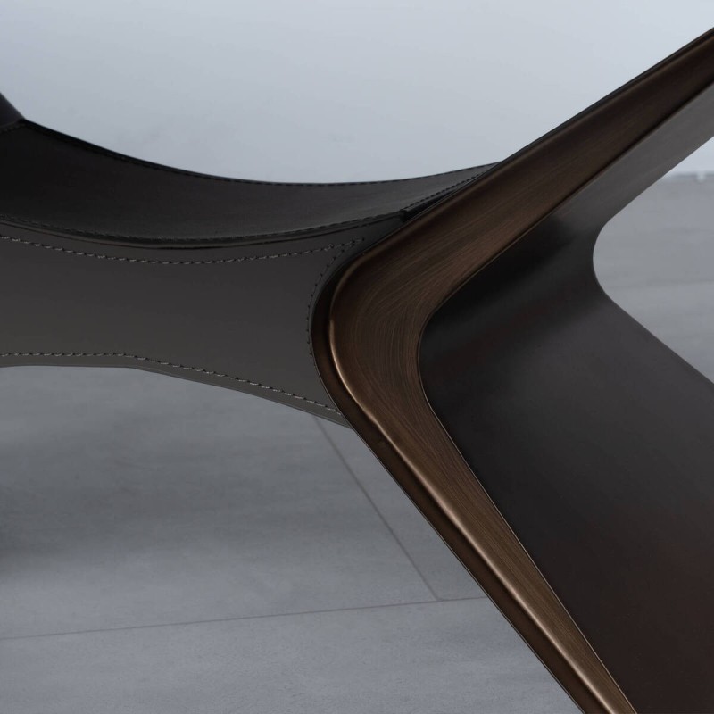Zephyr coffee table in glass and white ceramic 135cm