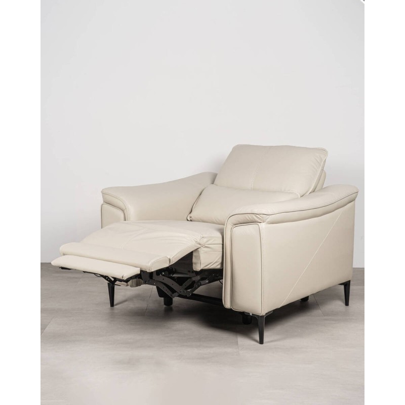 Sillón relax eléctrico Astor en piel beige con reposapies desplegable