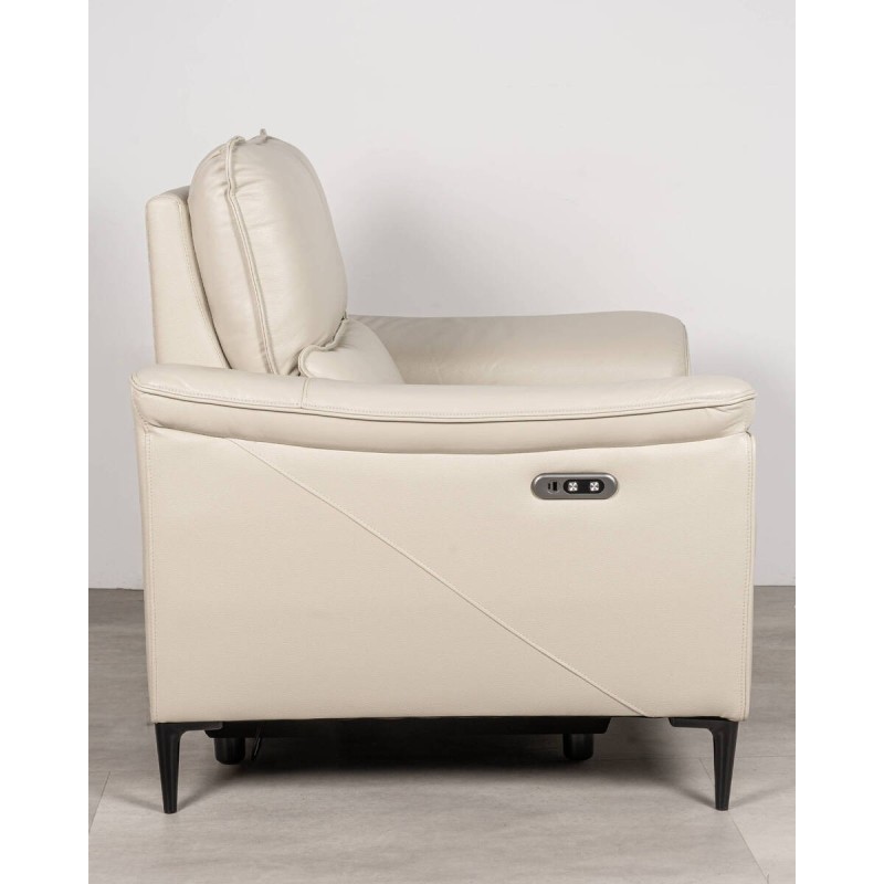 Sillón relax eléctrico Astor en piel beige con reposapies desplegable