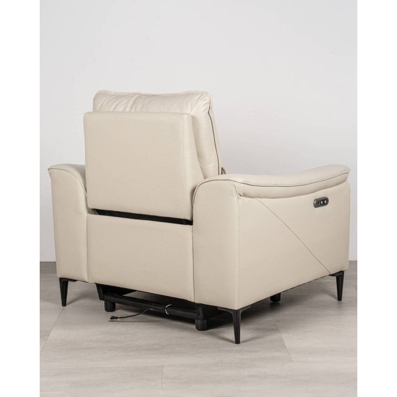 Sillón relax eléctrico Astor en piel beige con reposapies desplegable