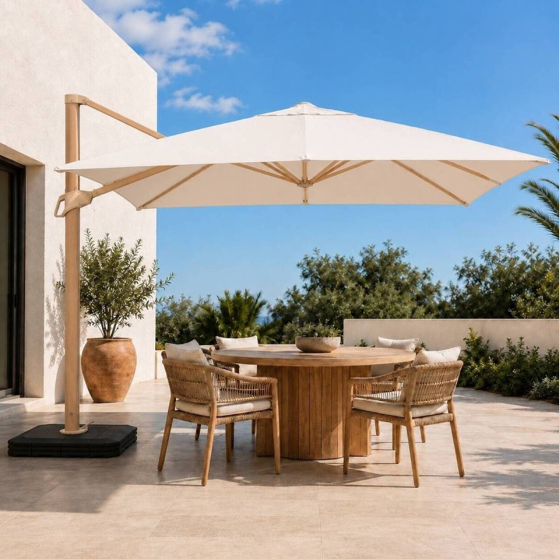 Parasol lateral Roma 3×3 m con acabado efecto madera