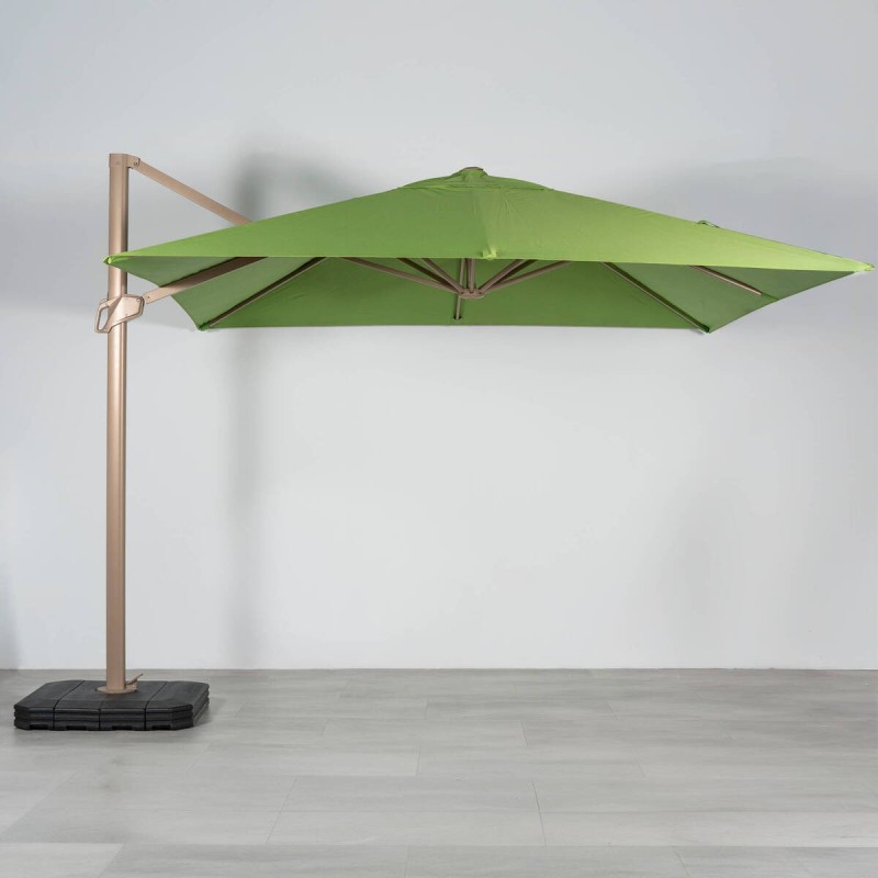 Roma 3-meter lime green side parasol with base and cover