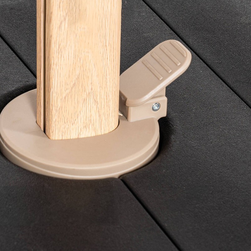 Roma 3x3 m side parasol with solar LED light and wood effect finish