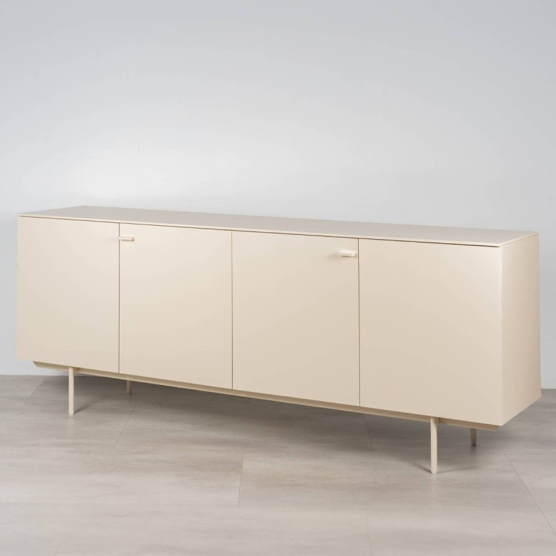 Aparador Stedio crudo beige con Puertas Plegables y Patas de Metal 200 cm