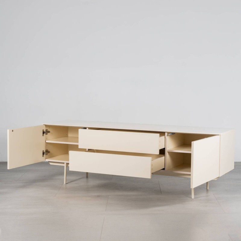 Mueble TV Stedio crudo beige con patas de metal 180 cm