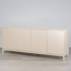 Aparador Ostrava crudo beige lacado con puertas Abatibles y patas de metal 180 cm