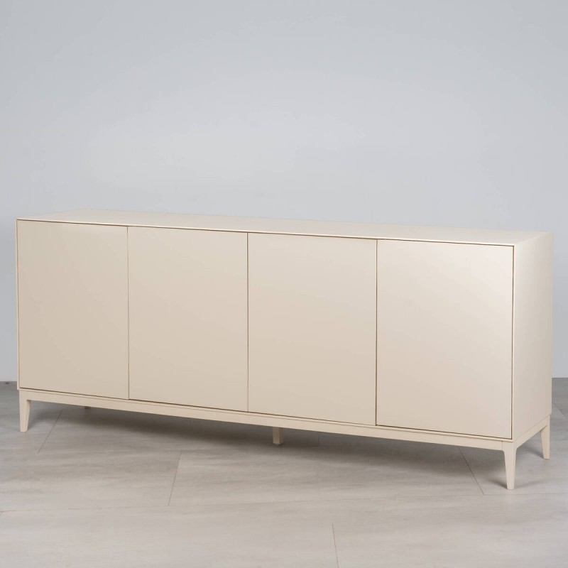 Aparador Ostrava crudo beige lacado con puertas Abatibles y patas de metal 180 cm