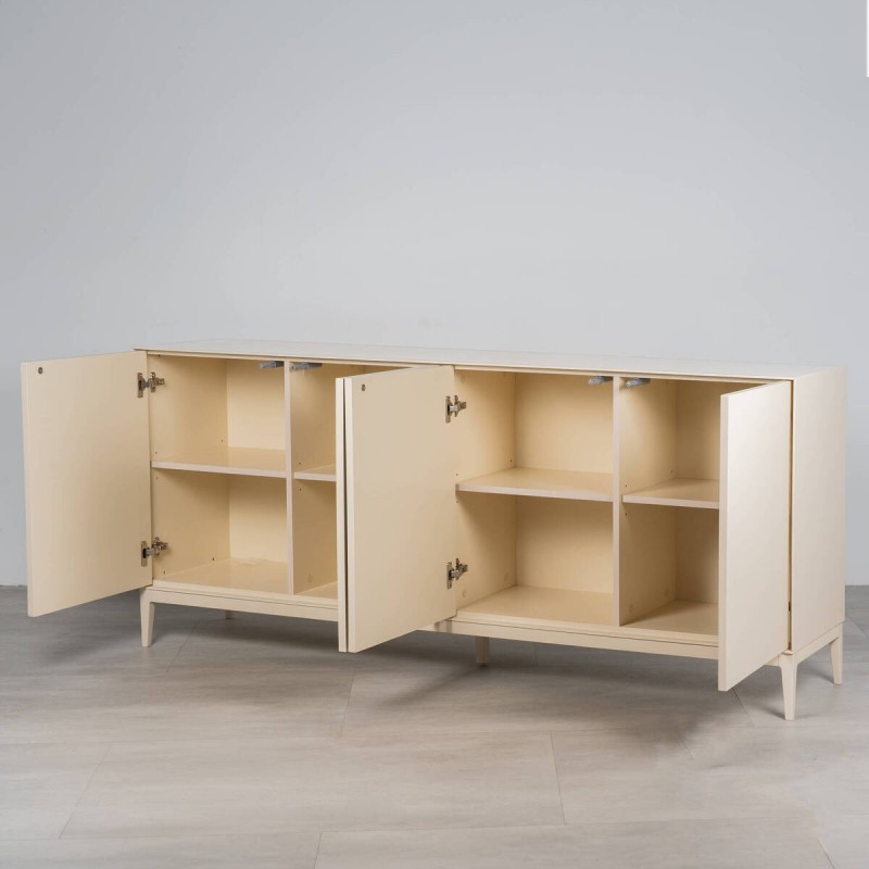Aparador Ostrava crudo beige lacado con puertas Abatibles y patas de metal 180 cm