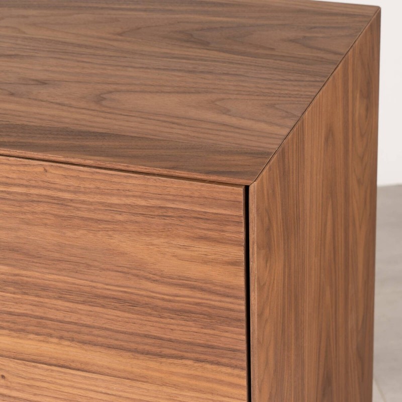 Aparador Atuel madera nogal con puertas abatibles y patas de metal negro 180 cm