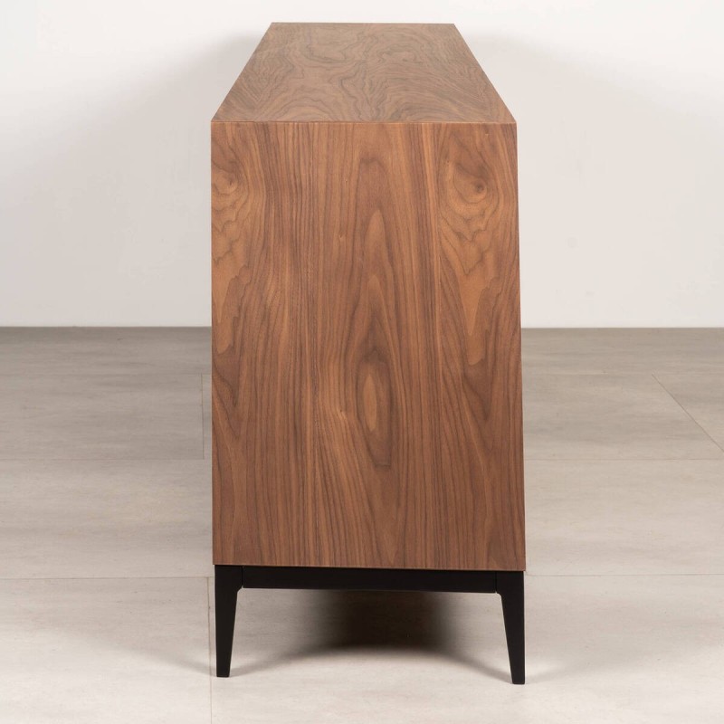Aparador Atuel madera nogal con puertas abatibles y patas de metal negro 180 cm