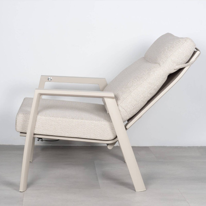 Tivat Reclining Outdoor Armchair with Champagne Aluminum Frame