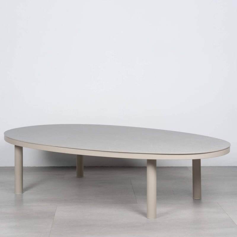 Mesa de Centro Exterior Ronda Ovalada con Tablero de Piedra 150cm