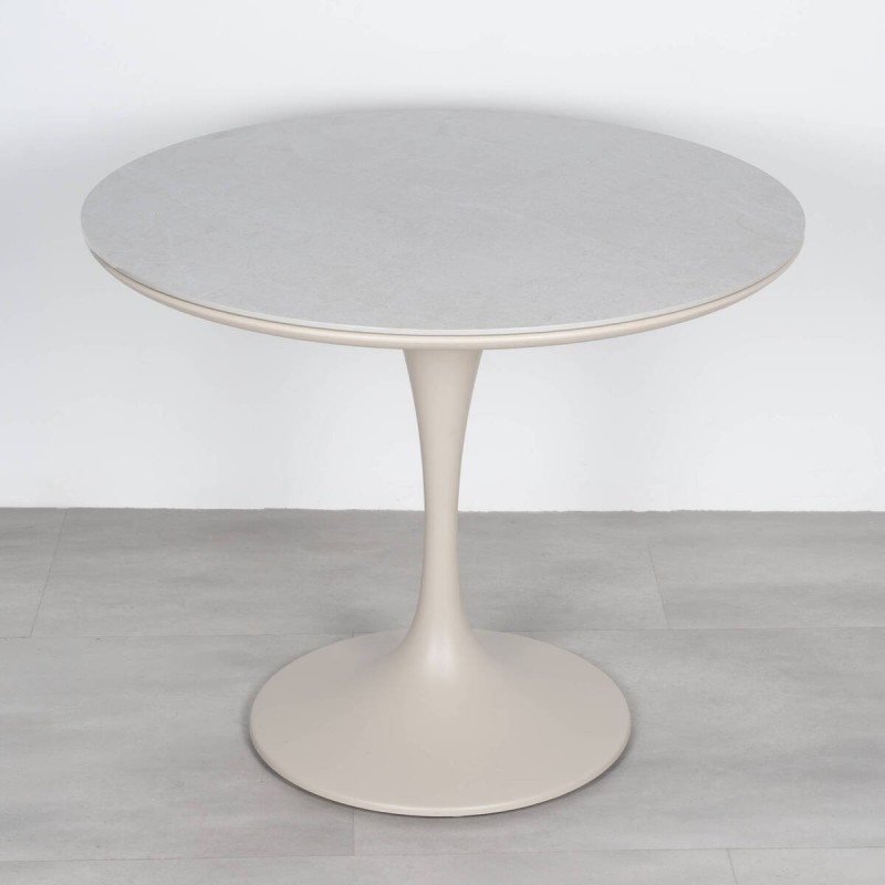 Ragusa Round Outdoor Dining Table with Stone Top and Pedestal 90cm