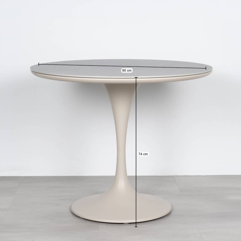 Ragusa Round Outdoor Dining Table with Stone Top and Pedestal 90cm