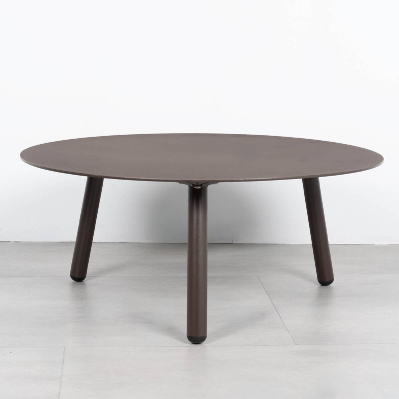 Mesa de Centro de Terraza Kafue Redonda de Aluminio Marrón Chocolate 80 cm
