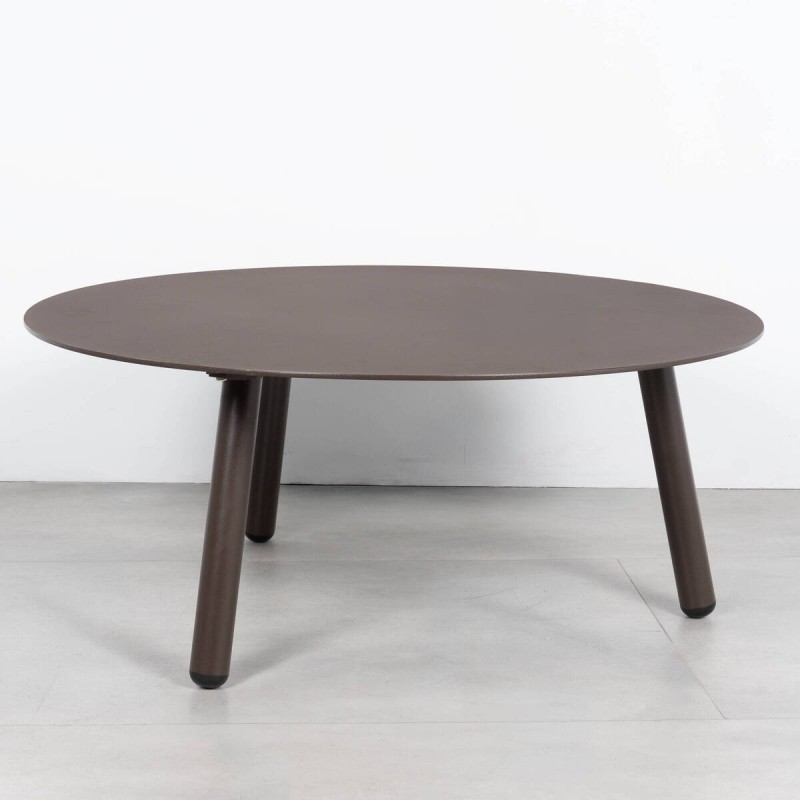 Mesa de Centro de Terraza Kafue Redonda de Aluminio Marrón Chocolate 80 cm