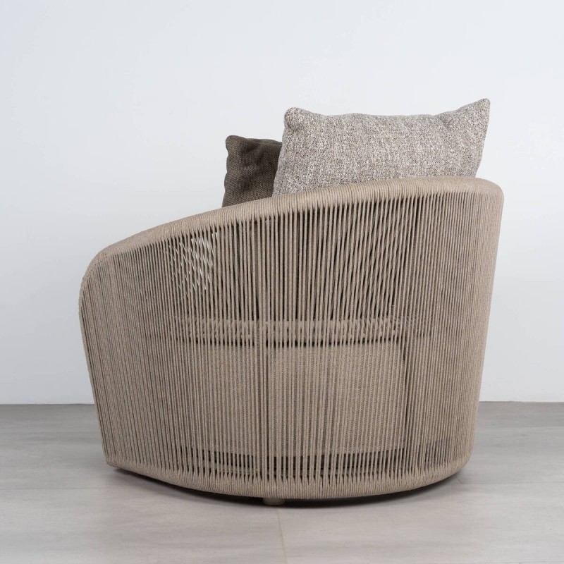 Sillón de Exterior en Mocca Wave con Cuerda Olefín y Base de Teca