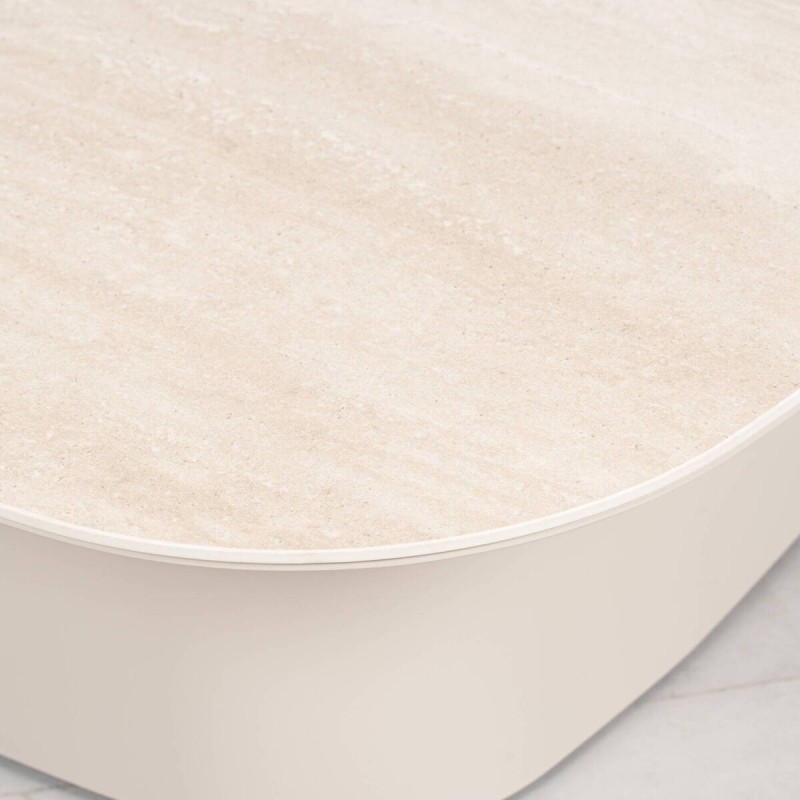 Mesa de Centro de Terraza Wave con Cerámica Beige Arena 100cm