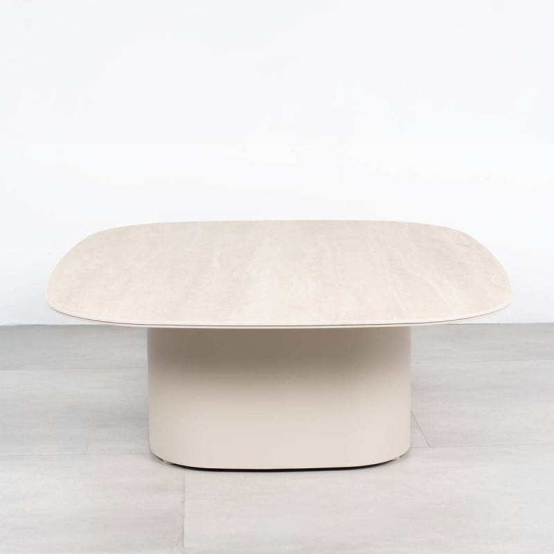 Mesa de Centro de Terraza Wave con Cerámica Beige Arena 100cm