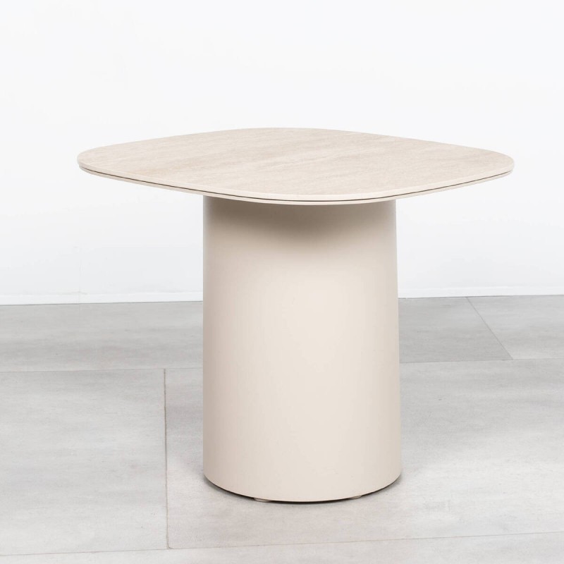 Wave Terrace Side Table with Sand Beige Ceramic Top 42cm