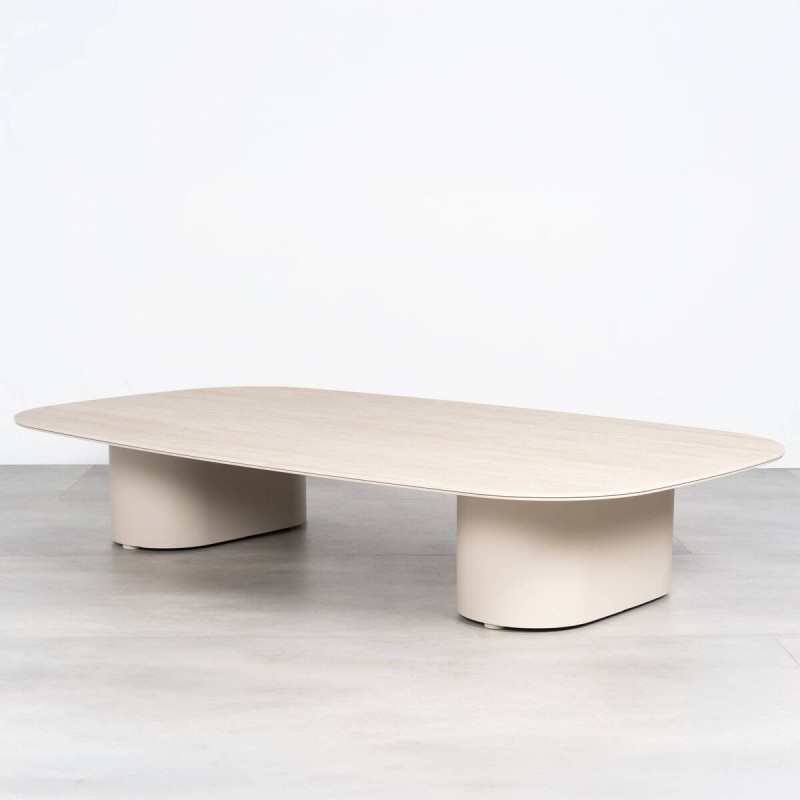 Mesa de Centro de Terraza Borneo con Cerámica Beige Arena 150cm