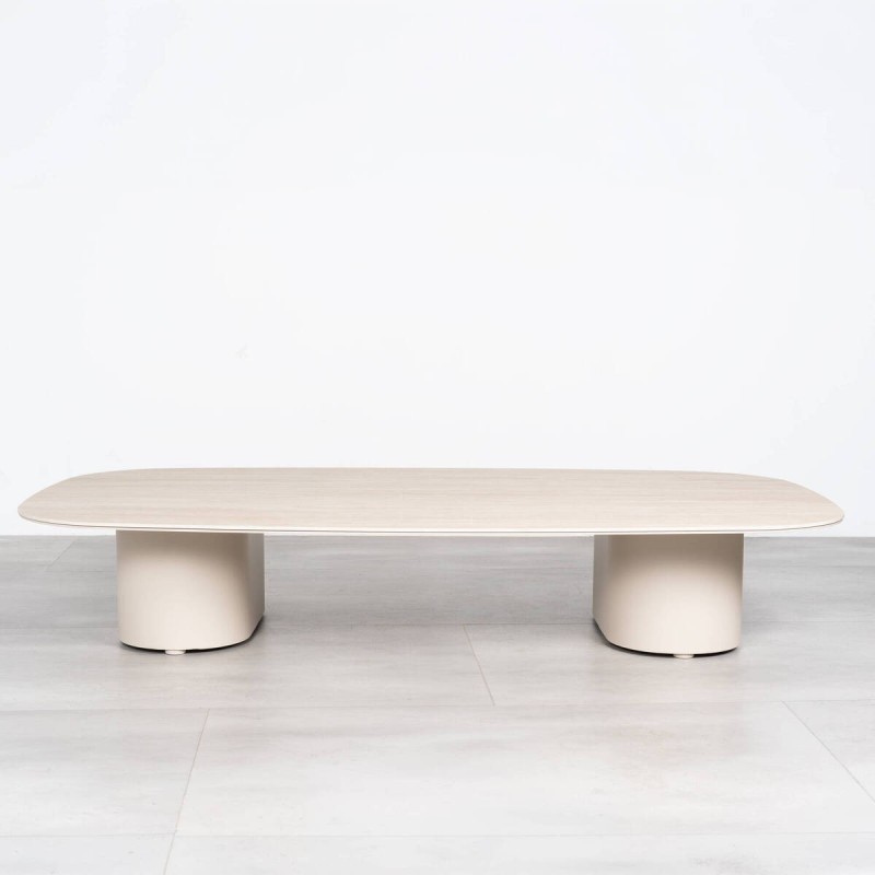Mesa de Centro de Terraza Borneo con Cerámica Beige Arena 150cm