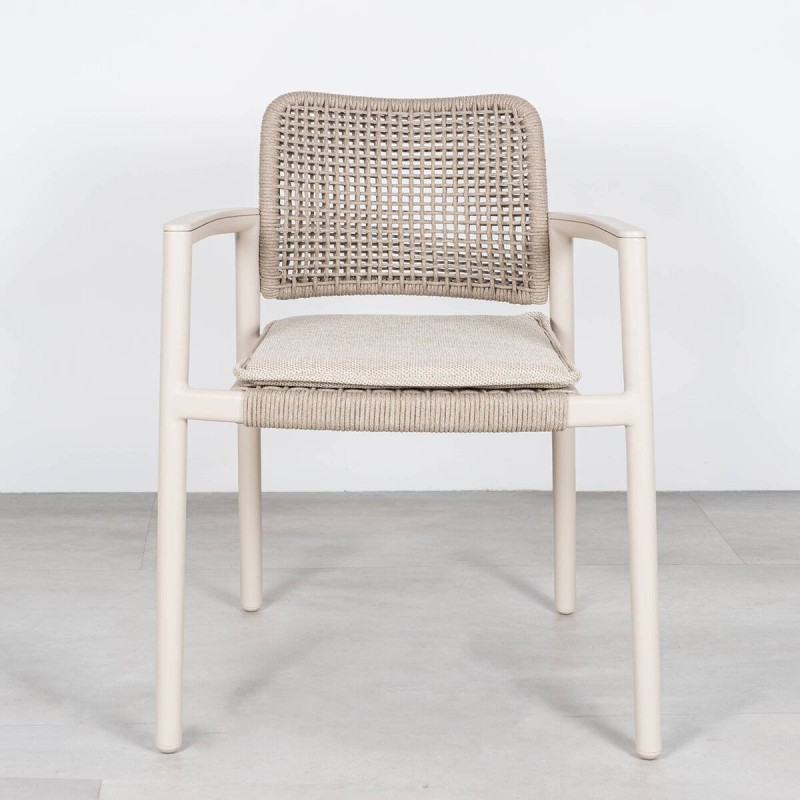 Silla de Terraza con Reposabrazos Tolo con Cuerda Olefín y Estructura de Aluminio