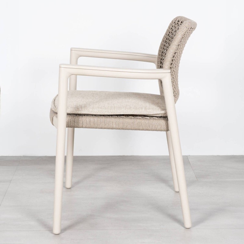 Silla de Terraza con Reposabrazos Tolo con Cuerda Olefín y Estructura de Aluminio