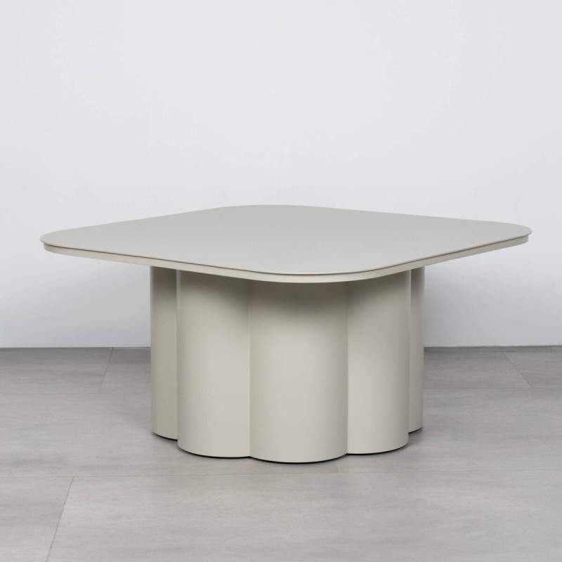 Mesa de Centro Paxos Cuadrada Aluminio Gris Seda 73 cm