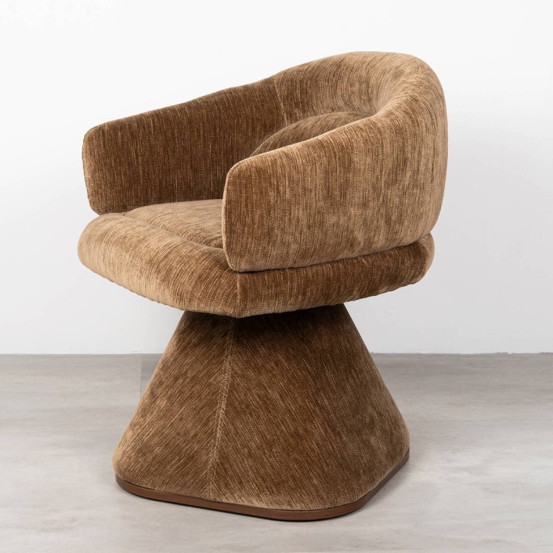 Sillón Doncel Giratorio Tapizado en Marrón Oscuro con Base Giratoria