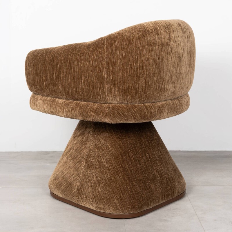 Sillón Doncel Giratorio Tapizado en Marrón Oscuro con Base Giratoria