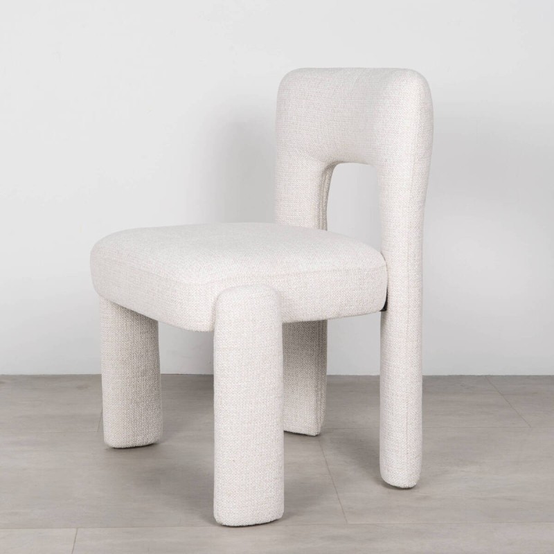 Silla Milan Tapizada en Chenilla color Blanco