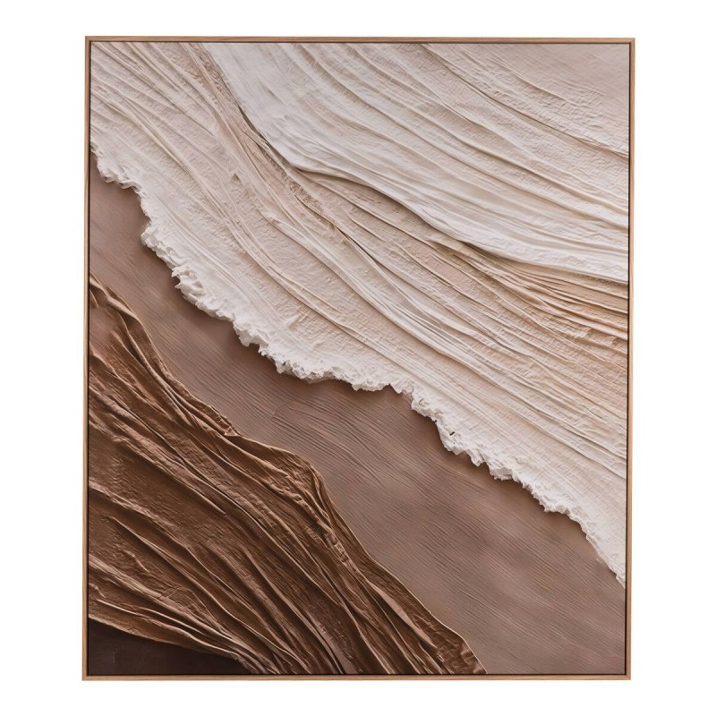 Lienzo Abstracto Texturizado Beige 120x140 cm con Marco Roble