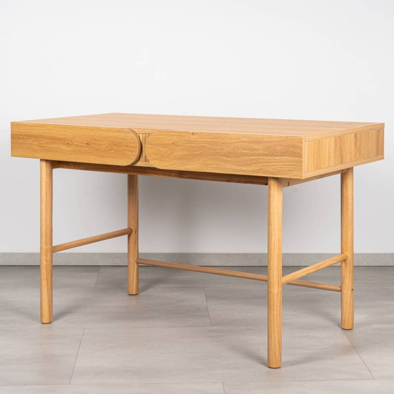 Escritorio Acabado Mekong Roble y Patas de Madera con Dos Cajones 120 cm