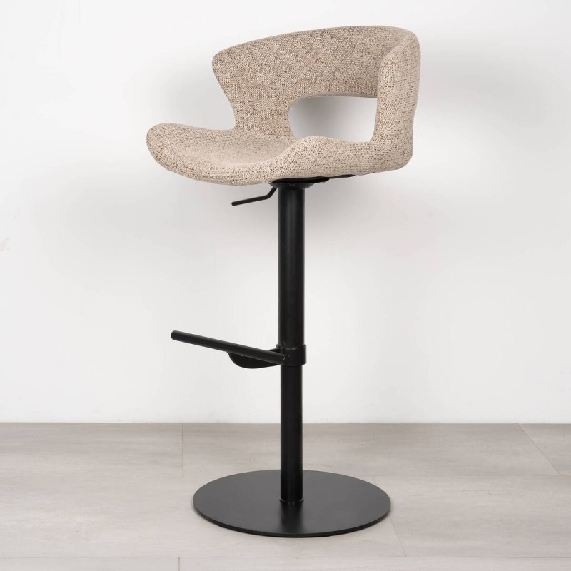 Taburete Kaladan Elevable con Reposapiés en tejido beige