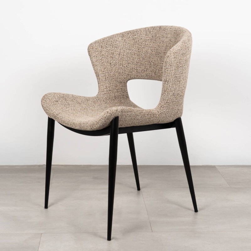 Silla de Comedor Drava Tapizada en Marrón y Patas de metal negro