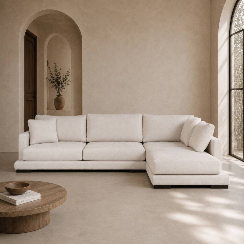 Sofá Chill Out con Chaise Longue Derecha y Tejido Beige 325 cm